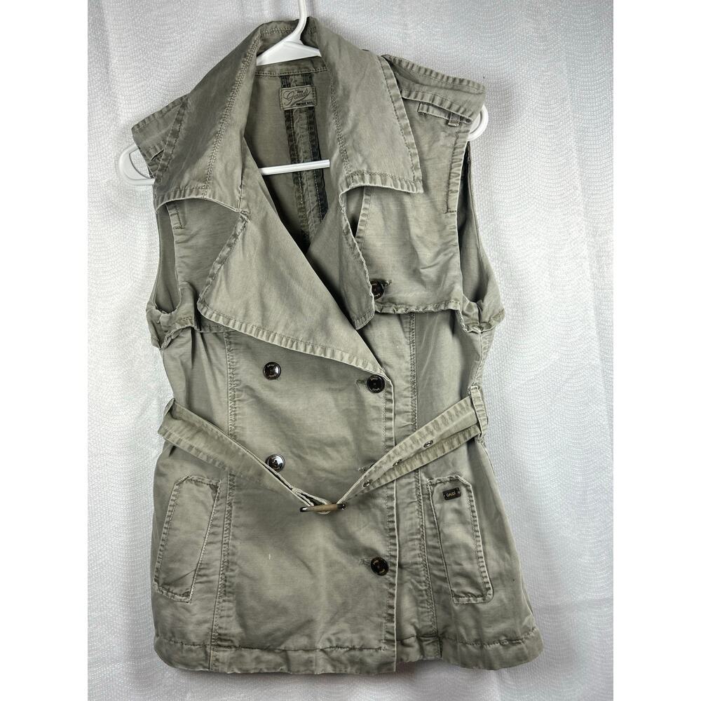 2 Y K Gaudi Button Up Sleeveless Beige Vest with Belt Size 44